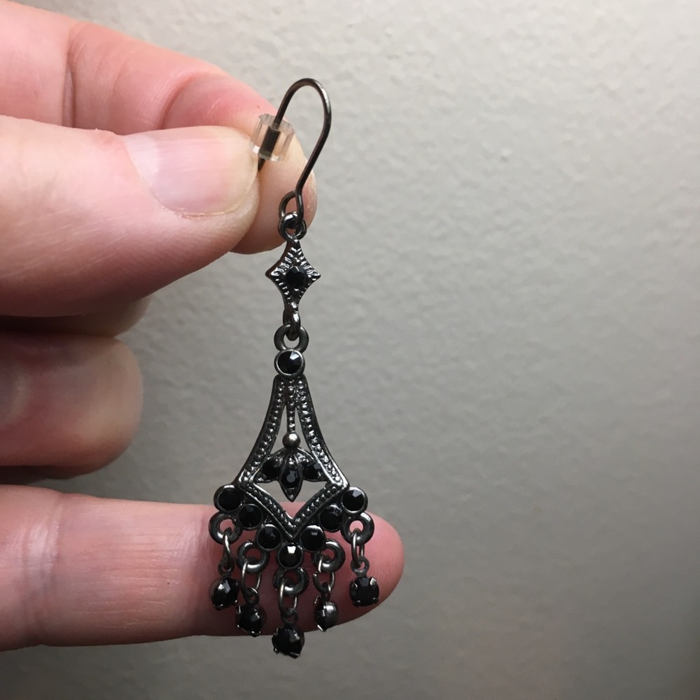 Black Gothic Filigree Drop Earrings